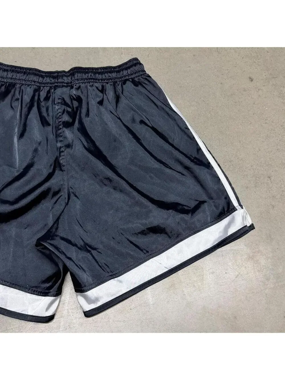 Vintage Adidas Satin Soccer Shorts Mens Large Black Shiny Silky Dazzle 90s Y2K